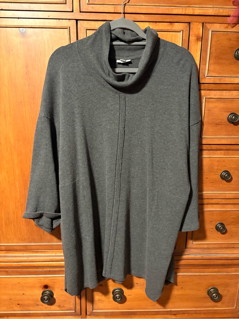 Dark Gray Women’s Funnel Neck Sweater Tunic, medium